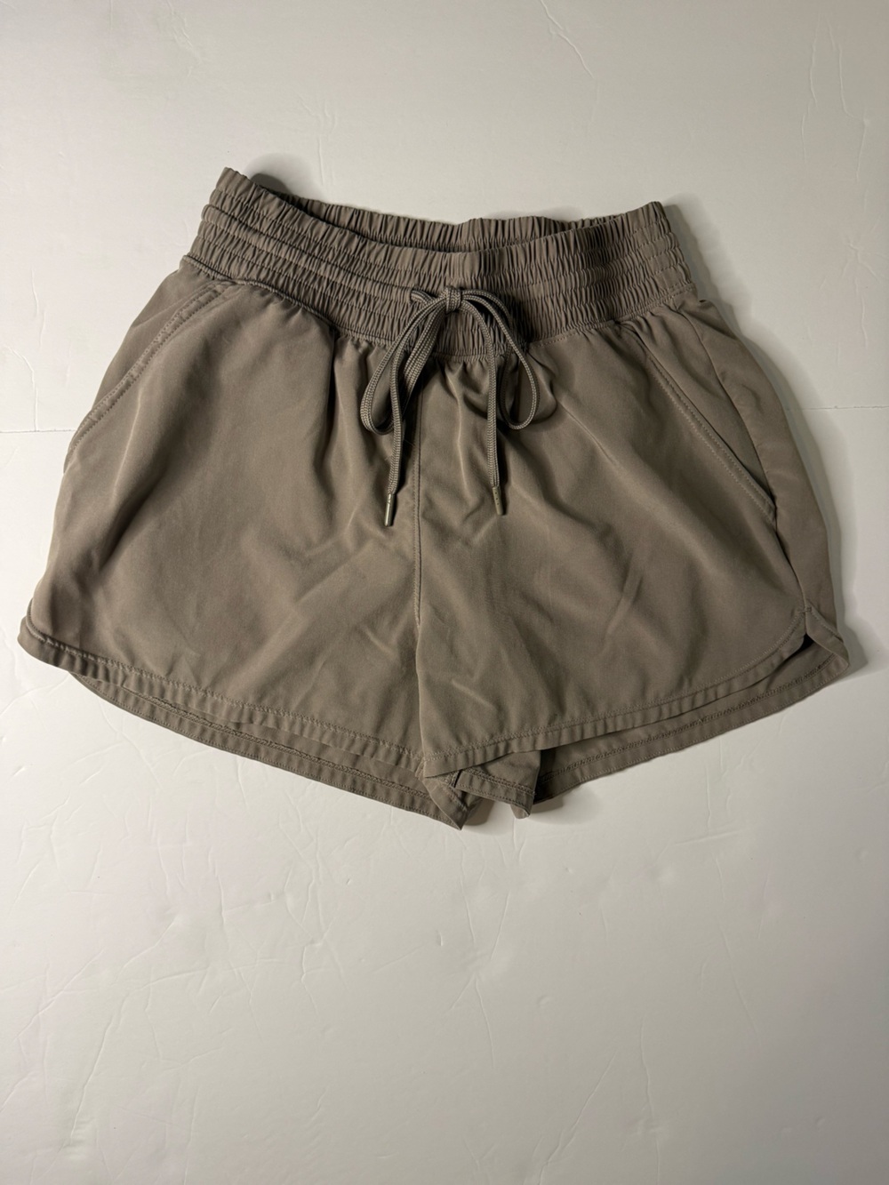 Abercrombie & Fitch Taupe Elastic-Waist Athletic Shorts